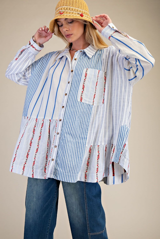 Maybe This Time Button Down Top - Denim