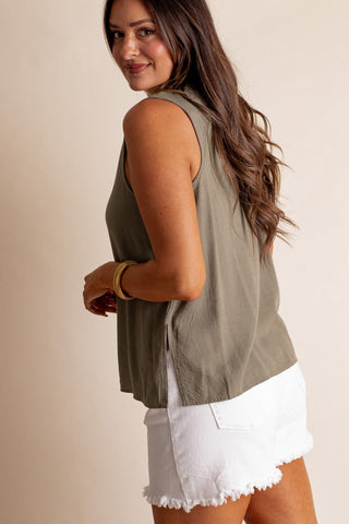 Windswept Linen Button Down Vest *Final Sale*