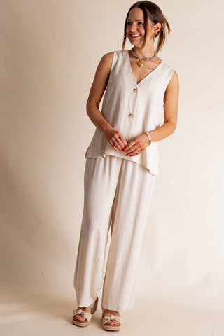 Windswept Linen Button Down Vest *Final Sale*
