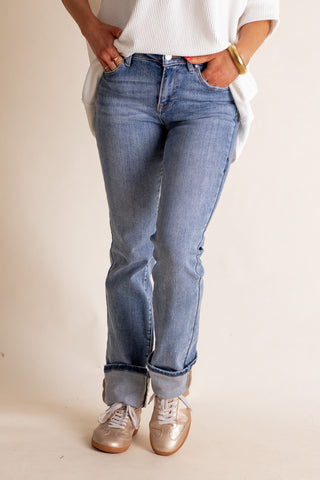 Megan Mid Rise Long Straight Leg Jeans *Final Sale*