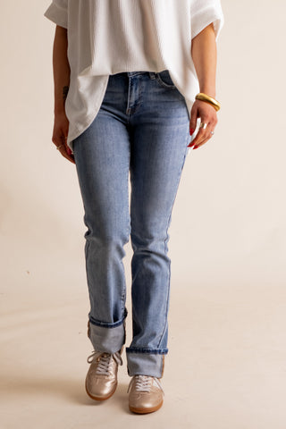 Megan Mid Rise Long Straight Leg Jeans *Final Sale*