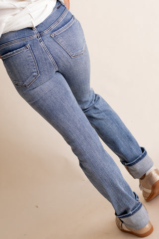Megan Mid Rise Long Straight Leg Jeans *Final Sale*