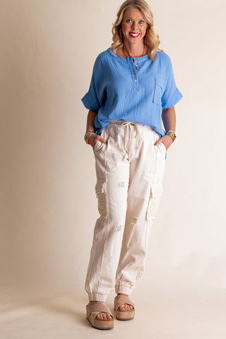 More Than A Dream Button Front Top *Final Sale*