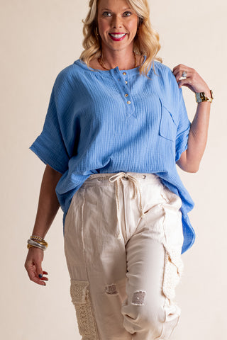 More Than A Dream Button Front Top *Final Sale*