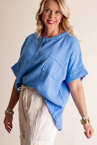 More Than A Dream Button Front Top *Final Sale*