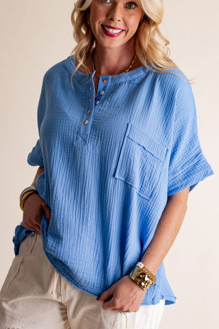 More Than A Dream Button Front Top *Final Sale*