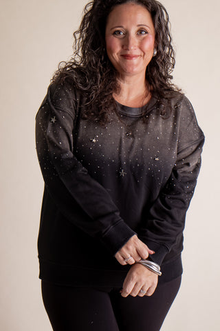 Mixed Emotions Beaded Sweatshirt - CURVY *Final Sale*