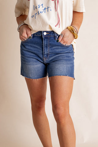 Lisa High Rise Cut Hem Side Slide Shorts *Final Sale*
