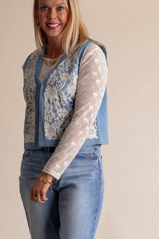 Happy To Be Here Denim Vest *Final Sale*