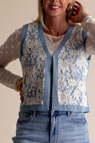 Happy To Be Here Denim Vest *Final Sale*