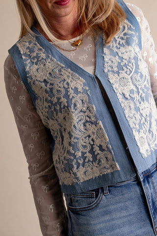 Happy To Be Here Denim Vest *Final Sale*