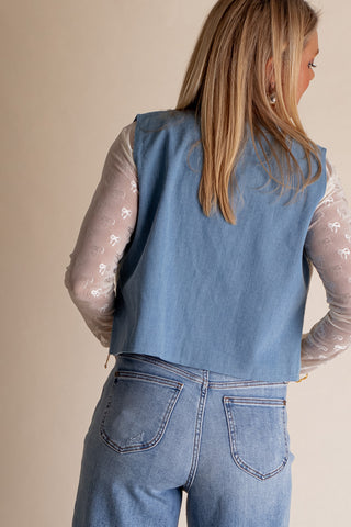 Happy To Be Here Denim Vest *Final Sale*