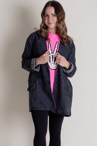 Fall For Me Washed Denim Blazer
