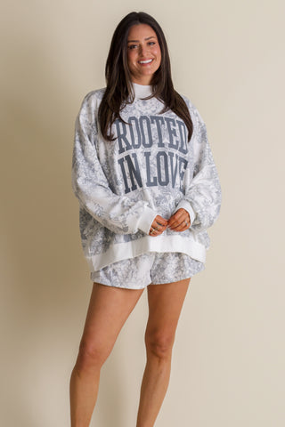 Floral Oversized Mock Neck Sweatshirt