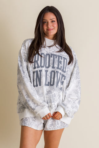 Floral Oversized Mock Neck Sweatshirt