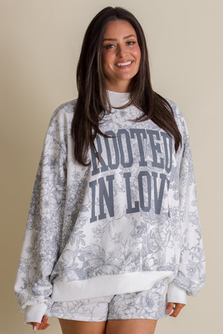 Floral Oversized Mock Neck Sweatshirt