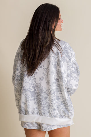 Floral Oversized Mock Neck Sweatshirt