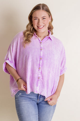 Sunrise Shores Button Down Top