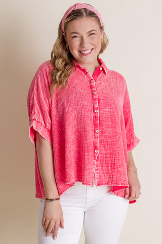 Sunrise Shores Button Down Top