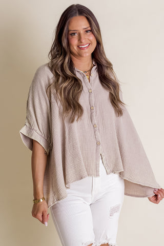 Sunrise Shores Button Down Top