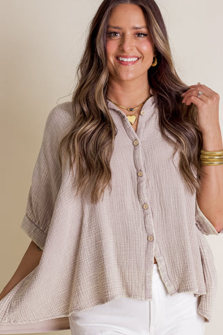 Sunrise Shores Button Down Top