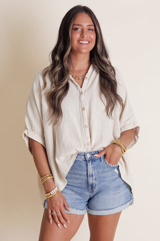 Sunrise Shores Button Down Top