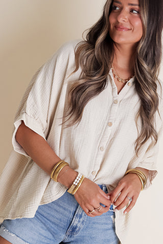 Sunrise Shores Button Down Top