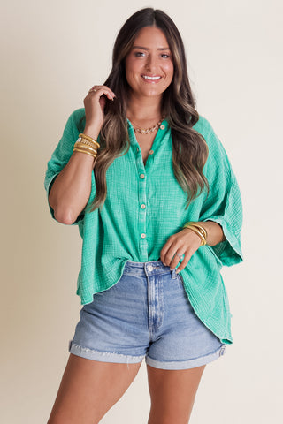 Sunrise Shores Button Down Top