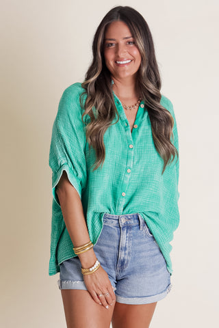 Sunrise Shores Button Down Top