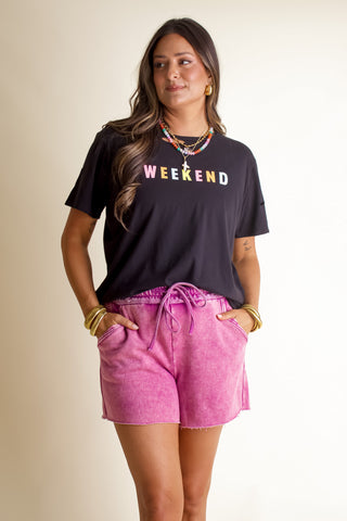 Shoreline Sunset Acid Wash Shorts *Final Sale*