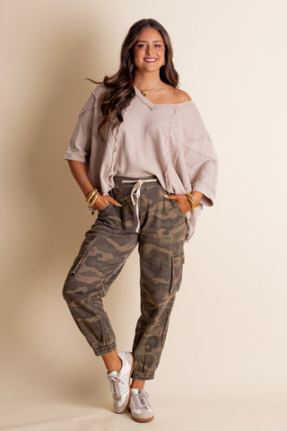 A New Time Camo Cargo Joggers