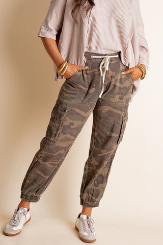 A New Time Camo Cargo Joggers