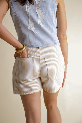 April Striped Denim Shorts *Final Sale*