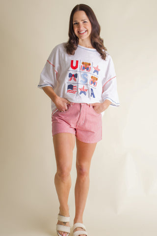 April Striped Denim Shorts *Final Sale*