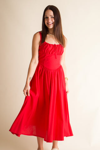 Take The Risk Midi Dress - Red