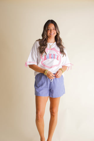 America Gingham Round Neck Top *Final Sale*