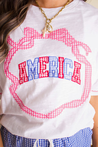 America Gingham Round Neck Top *Final Sale*