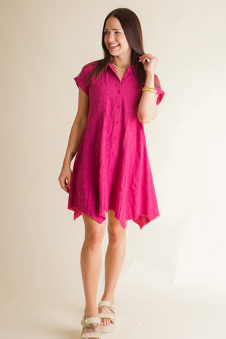 Finding My Way Textured Dress - Fuchsia