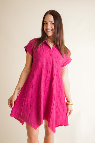 Finding My Way Textured Dress - Fuchsia