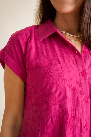 Finding My Way Textured Dress - Fuchsia