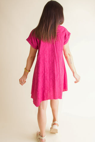 Finding My Way Textured Dress - Fuchsia