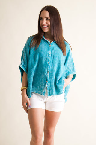 Sunrise Shores Button Down Top