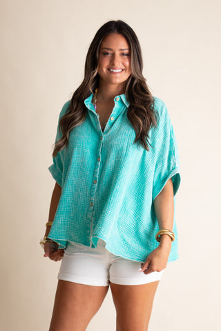 Sunrise Shores Button Down Top