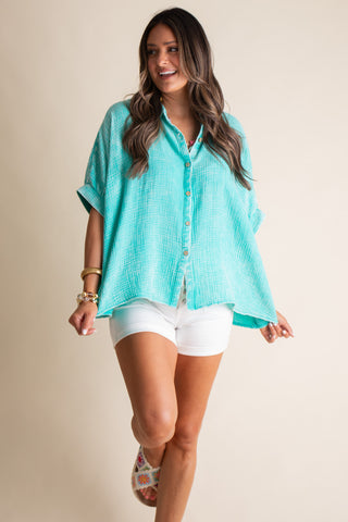 Sunrise Shores Button Down Top