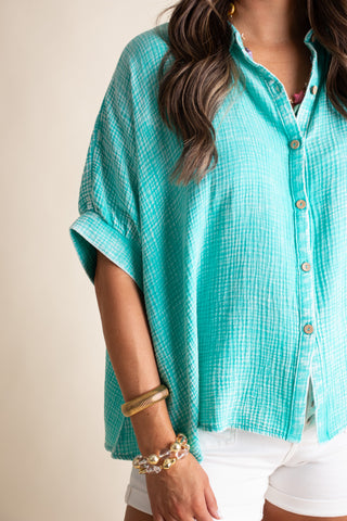 Sunrise Shores Button Down Top