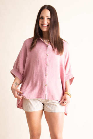Sunrise Shores Button Down Top