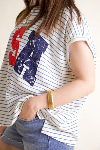 USA Embroidered Cap Sleeve Top *Final Sale*
