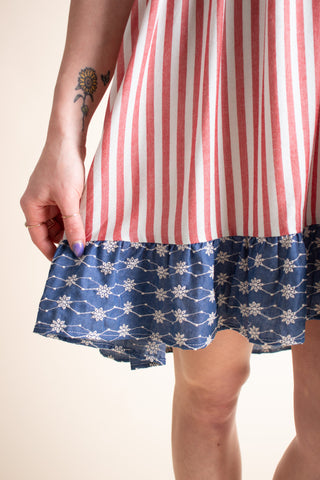 Americana V Neck Striped Dress *Final Sale*