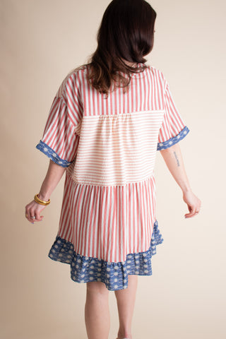 Americana V Neck Striped Dress *Final Sale*