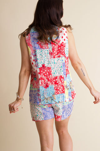 What A Dream Sleeveless Multi Print Top